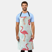 Patroon met roze flamingornamenten op een achtergr schort (Gedragen)