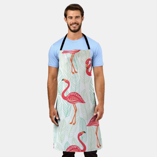 Patroon met roze flamingornamenten op een achtergr schort (Gedragen)