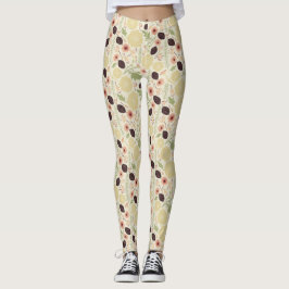 Patroon met roze groene bloemen leggings