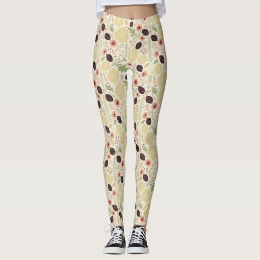 Patroon met roze groene bloemen leggings (Voorkant)