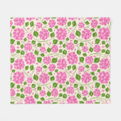 Patroon met roze hortensia's en groene bladeren fleece deken (Voorkant (Horizontaal))