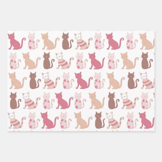 Patroon met roze kattenbroodjes inpakpapier vel (Voorkant 3)