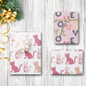 Patroon met roze kattenbroodjes inpakpapier vel