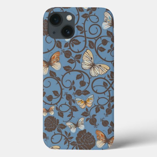 patroon met rozen en vlinder Case-Mate iPhone case (Achterkant)