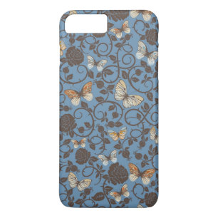 patroon met rozen en vlinder Case-Mate iPhone case