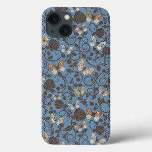 patroon met rozen en vlinder iPhone 13 hoesje