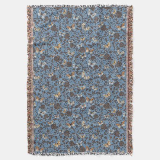 patroon met rozen en vlinder deken (Voorkant Verticaal)