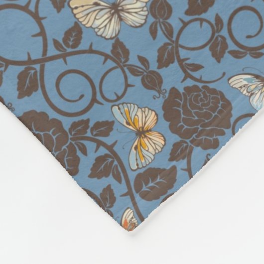 patroon met rozen en vlinder fleece deken (Hoek)