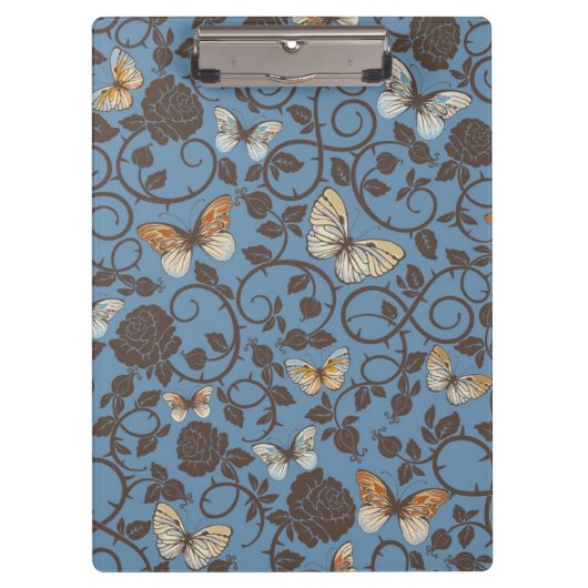 patroon met rozen en vlinder klembord (Voorkant)