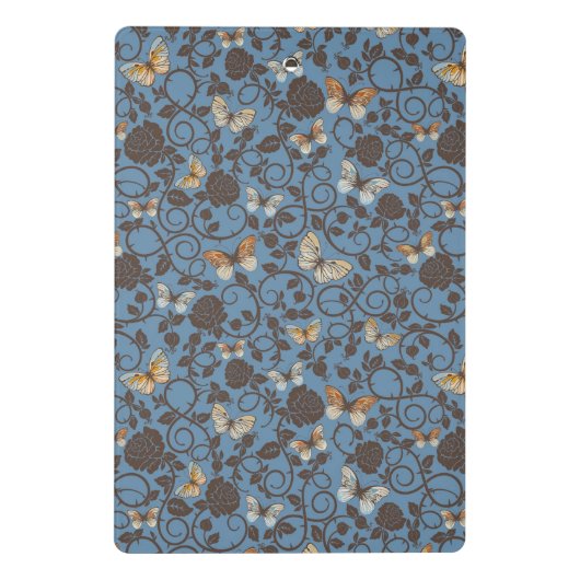 patroon met rozen en vlinder mini klembord (Achterkant)