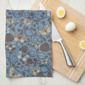 patroon met rozen en vlinder theedoek (Quarter Fold)