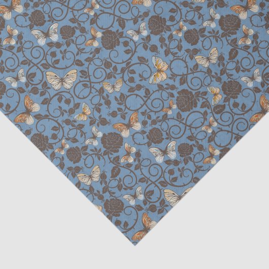 patroon met rozen en vlinder tissuepapier (Detail)