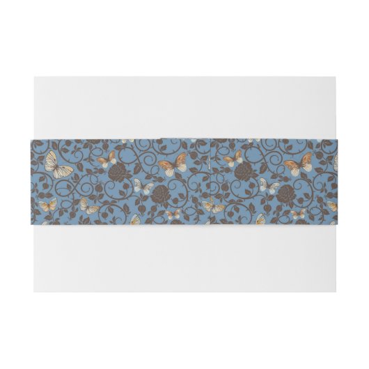 patroon met rozen en vlinder uitnodigingen wikkel (Achterkant Voorbeeld)