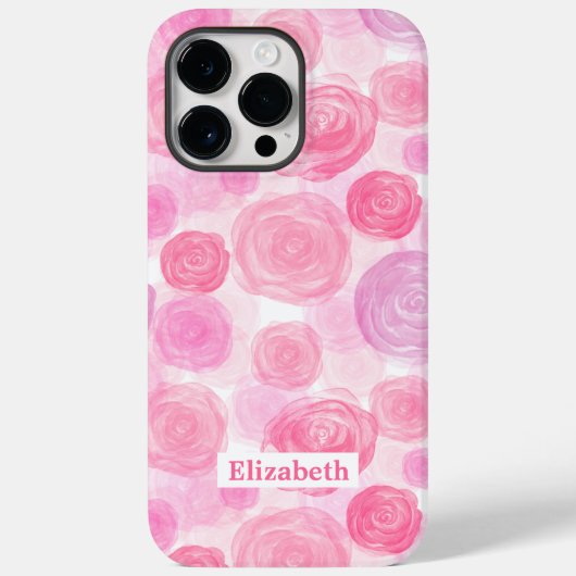 Patroon met Rozen in waterkleur met Jouw naam Case-Mate iPhone Case (Achterkant)
