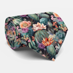 patroon met schattig gebluste cactus stropdas