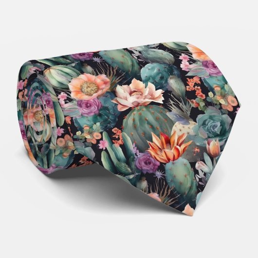 patroon met schattig gebluste cactus stropdas (Opgerold)