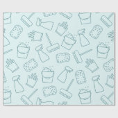 patroon met schattig reinigingsgereedschap cadeaupapier (Vlak)