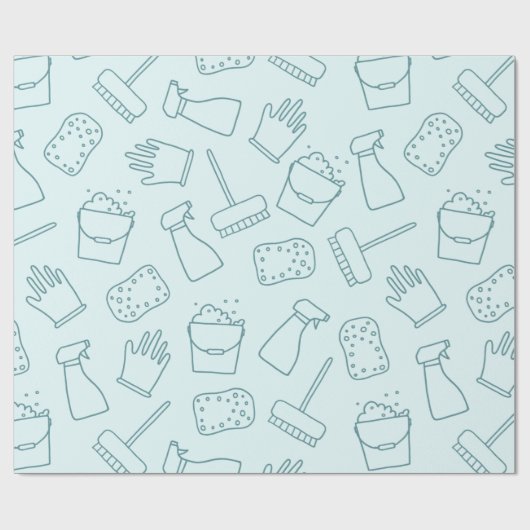 patroon met schattig reinigingsgereedschap cadeaupapier (Vlak)