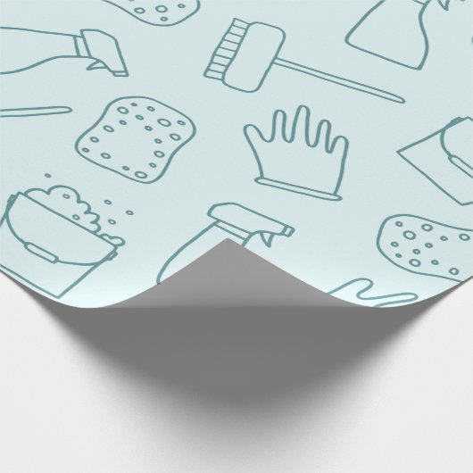 patroon met schattig reinigingsgereedschap cadeaupapier (Hoek)