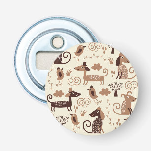 patroon met schattige honden button flesopener
