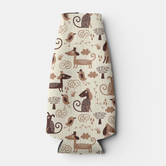 patroon met schattige honden flesjeskoeler (Voorkant)