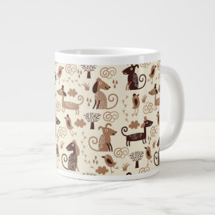patroon met schattige honden grote koffiekop