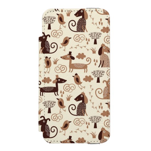 patroon met schattige honden incipio iPhone portemonnee hoesje (Voorkant Agenda)