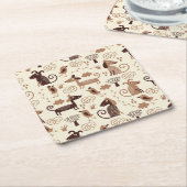 patroon met schattige honden kartonnen onderzetters (Schuin)