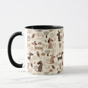 patroon met schattige honden mok