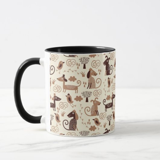 patroon met schattige honden mok (Links)