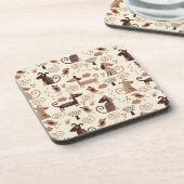 patroon met schattige honden onderzetter (Linkerzijde)