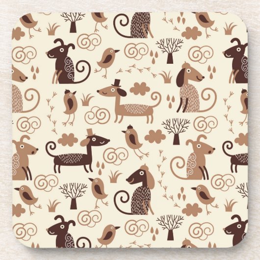 patroon met schattige honden onderzetter (Voorkant)