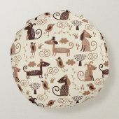 patroon met schattige honden rond kussen (Achterkant)