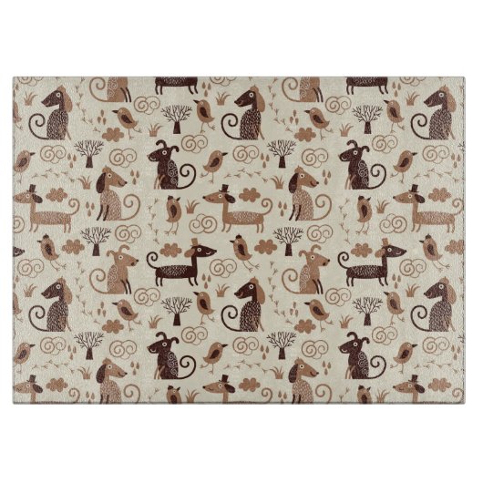 patroon met schattige honden snijplank (Voorkant)