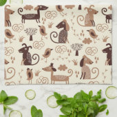 patroon met schattige honden theedoek (Gevouwen)