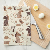 patroon met schattige honden theedoek (Quarter Fold)