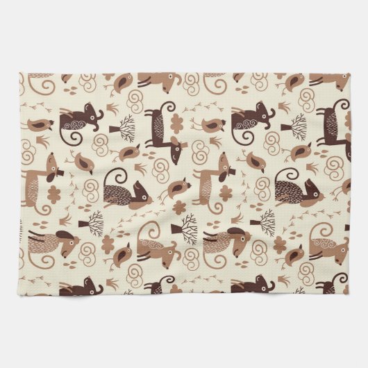 patroon met schattige honden theedoek (Horizontaal)