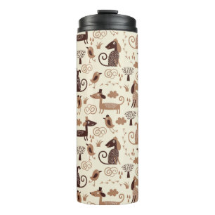 patroon met schattige honden thermosbeker
