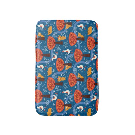 patroon met schattige katten en vogels badmat (Voorkant Verticaal)