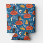 patroon met schattige katten en vogels blikjeskoeler (Achterkant)