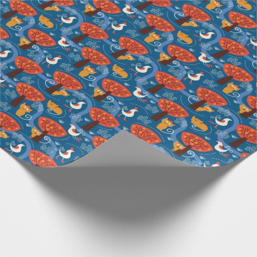 patroon met schattige katten en vogels cadeaupapier (Hoek)