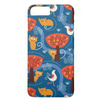 patroon met schattige katten en vogels