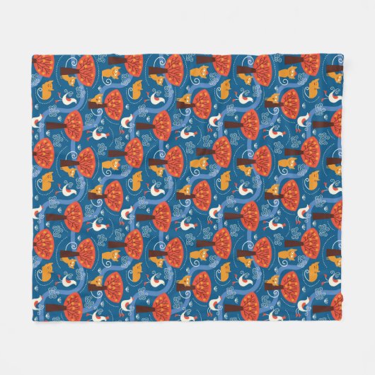 patroon met schattige katten en vogels fleece deken (Voorkant (Horizontaal))