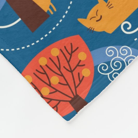 patroon met schattige katten en vogels fleece deken (Hoek)