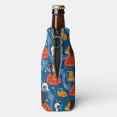 patroon met schattige katten en vogels flesjeskoeler (Fles Achterkant)