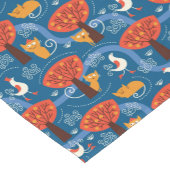 patroon met schattige katten en vogels korte tafelloper (Hoek)