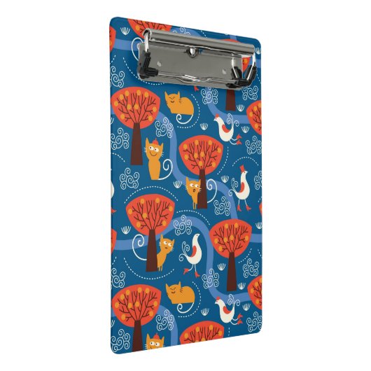 patroon met schattige katten en vogels mini klembord (Schuin)