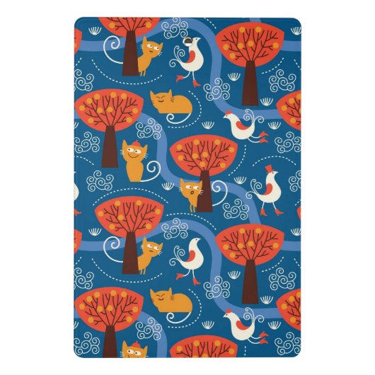 patroon met schattige katten en vogels mini klembord (Achterkant)