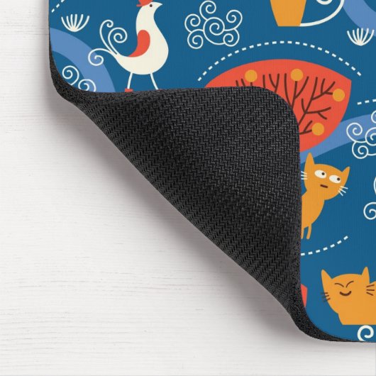 patroon met schattige katten en vogels muismat (Hoek)