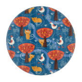 patroon met schattige katten en vogels snijplank (Voorkant)